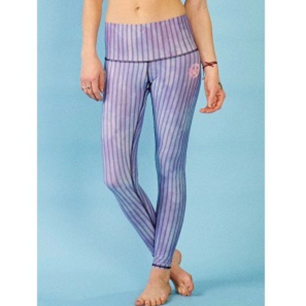 teeki Lavender Lilac Striped High-Waist Leggings